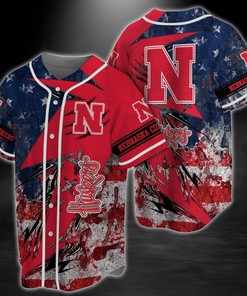 Nebraska Cornhuskers NCAA Baseball Jersey Shirt US Flag