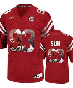 Nebraska Cornhuskers Ndamukong Suh Red Printing Player Portrait Football Jersey