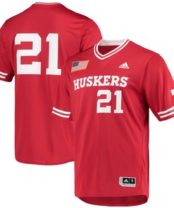Nebraska Huskers Adidas Replica V-neck Baseball Jersey - Scarlet Ncaa