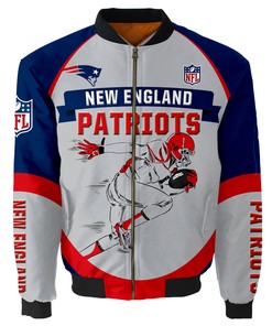 New England Patriots Bomber Jacket Graphic Player Running