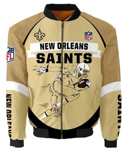 New Orleans Saints Bomber Jacket Graphic Player Running