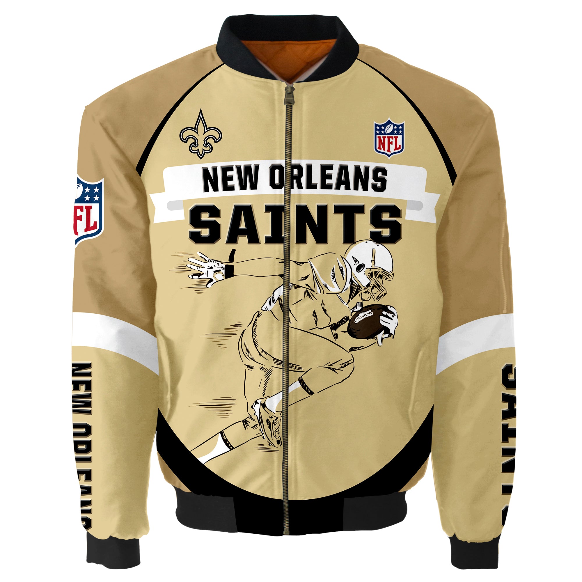 New Orleans Saints Bomber Jacket Graphic Player Running