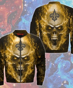 New Orleans Saints Jacket Mens Skull Graphic