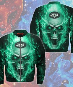 New York Jets Jacket Mens Skull Graphic