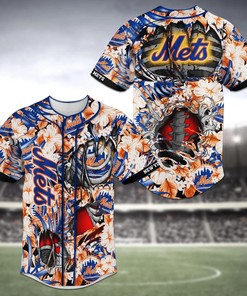 New York Mets MLB Baseball Jersey Shirt Skeleton