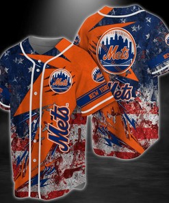 New York Mets MLB Baseball Jersey Shirt US Flag