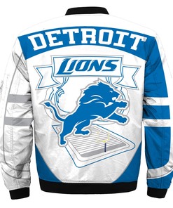 Newest Design 2019 NFL Bomber Jacket Custom Men's Detroit Lions Jacket Cheap