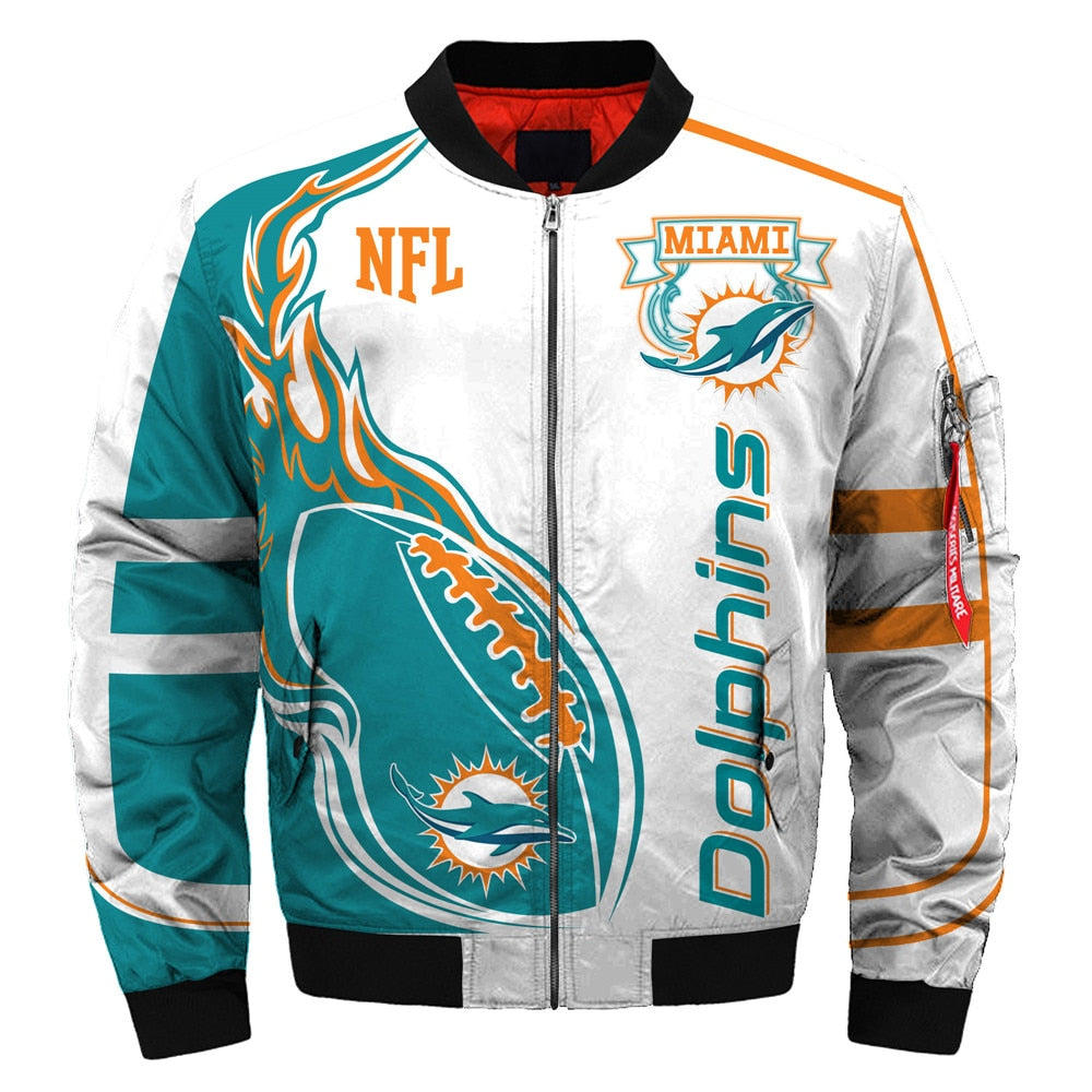 Newest Design 2019 NFL Bomber Jacket Custom Miami Dolphins Jacket