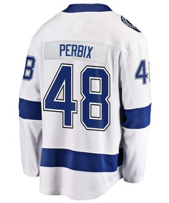 Nick Perbix 48 Tampa Bay Lightning Stanley Cup 2023 Playoffs Patch Away Breakaway Men Jersey - White