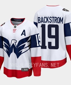 Nicklas Backstrom 19 Washington Capitals 2023 Jersey Stadium White Primegreen