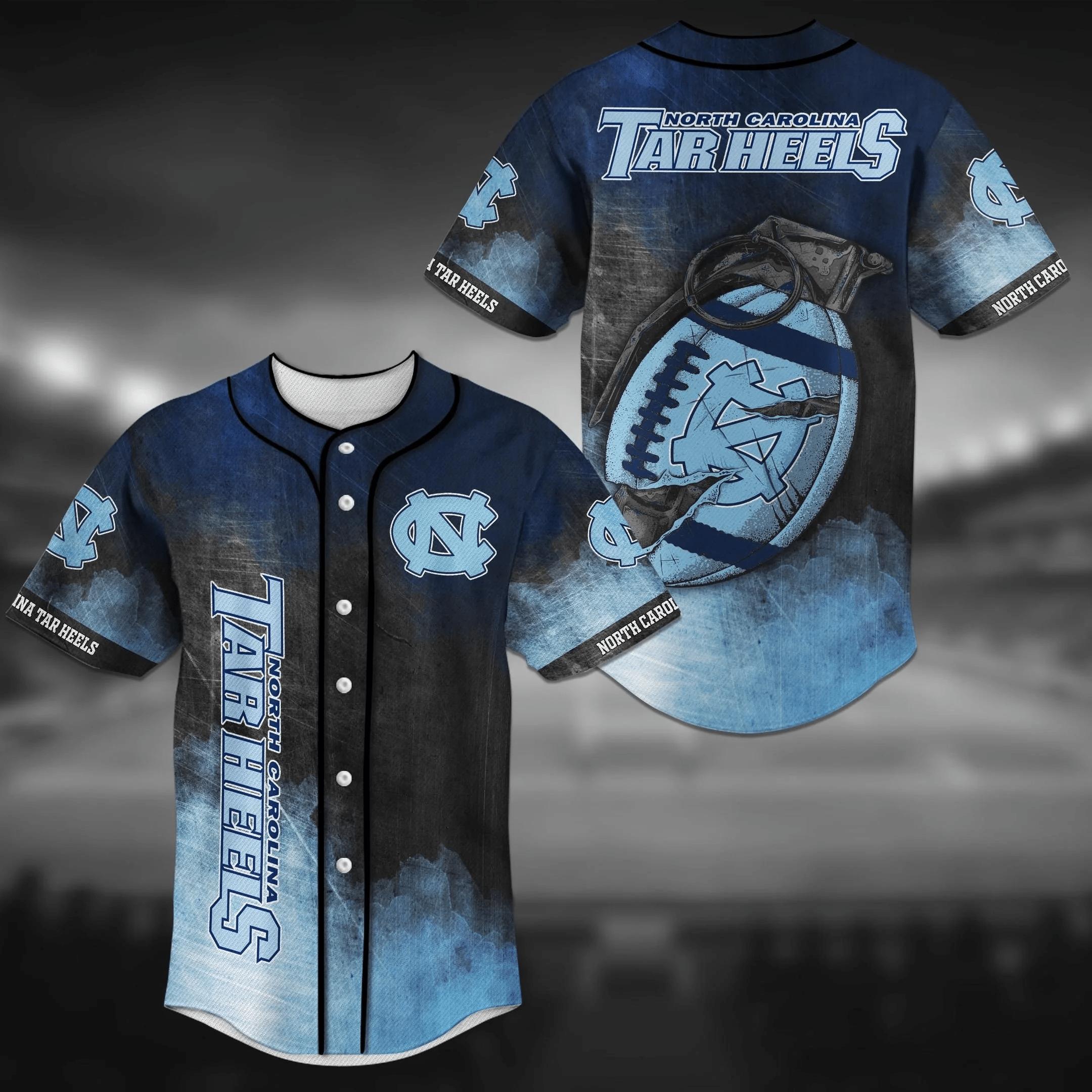 North Carolina Tar Heels NCAA Baseball Jersey Shirt Grenade