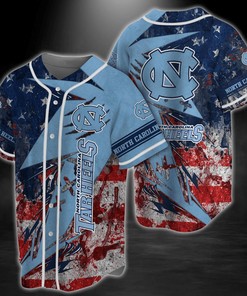 North Carolina Tar Heels NCAA Baseball Jersey Shirt US Flag