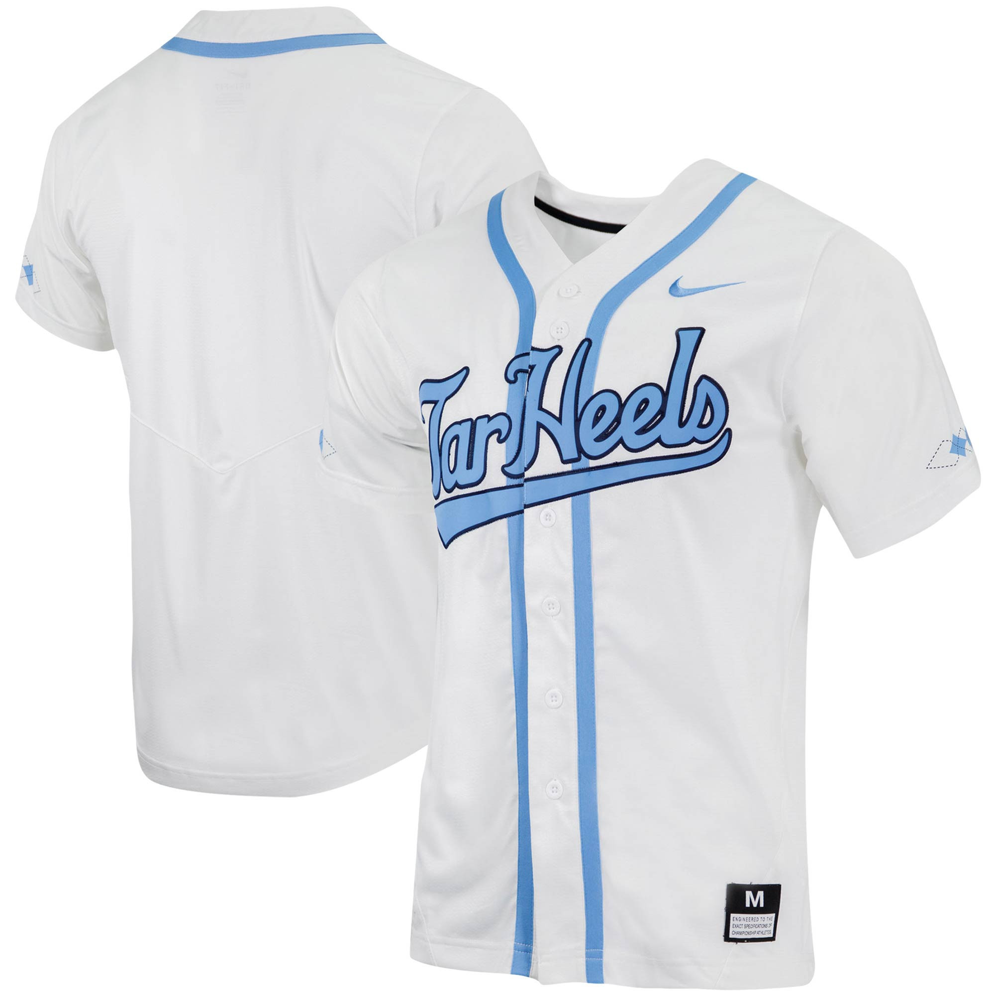 North Carolina Tar Heels Replica Full-button Baseball Jersey - White Ncaa