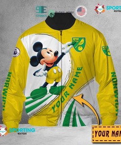 Norwich City FC Custom Name Mickey Bomber Jacket