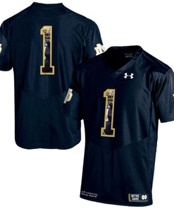 Notre Dame Fighting Irish #1 Navy Printing Player Portrait Football Jersey