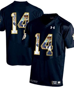 Notre Dame Fighting Irish #14 Navy Printing Player Portrait Football Jersey