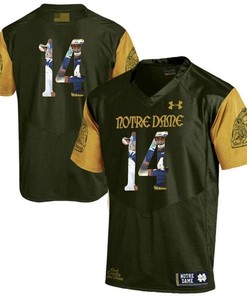 Notre Dame Fighting Irish #14 Olive Green Printing Player Portrait Football Jersey