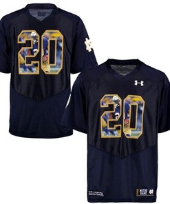 Notre Dame Fighting Irish #20 Navy Printing Player Portrait Football Jersey