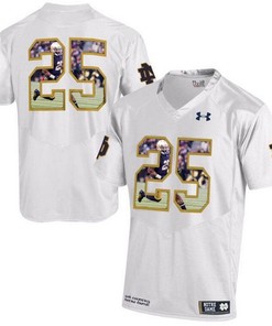 Notre Dame Fighting Irish #25 White Printing Player Portrait Football Jersey
