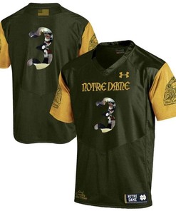 Notre Dame Fighting Irish #3 Olive Green Printing Player Portrait Football Jersey