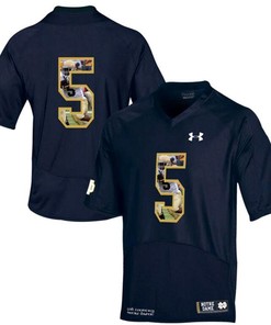 Notre Dame Fighting Irish #5 Navy Printing Player Portrait Football Jersey