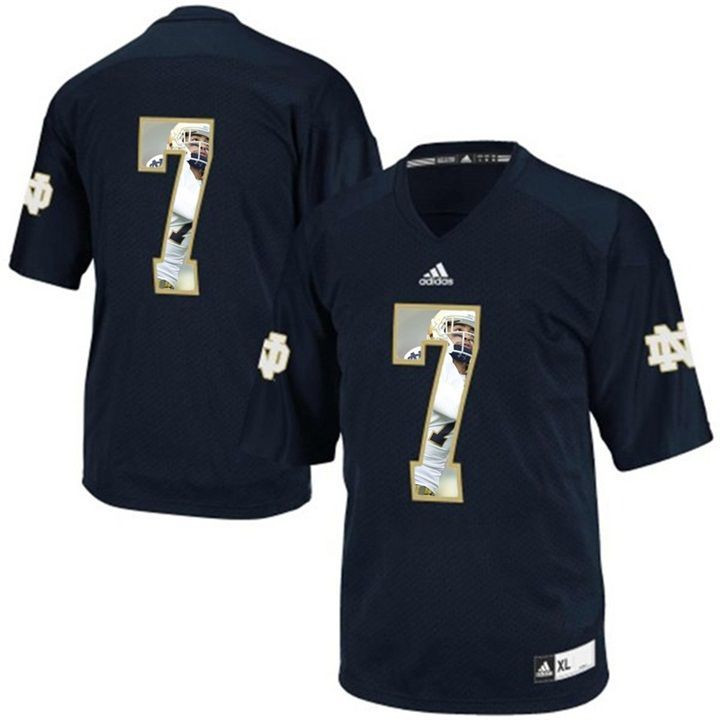 Notre Dame Fighting Irish #7 Navy Printing Player Portrait Football Jersey
