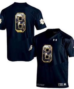 Notre Dame Fighting Irish #8 Navy Printing Player Portrait Football Jersey