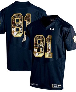 Notre Dame Fighting Irish #81 Navy Printing Player Portrait Football Jersey