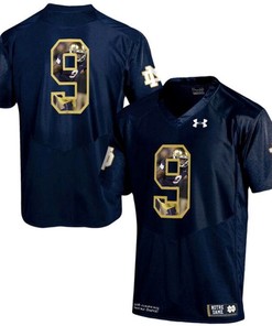 Notre Dame Fighting Irish #9 Navy Printing Player Portrait Football Jersey