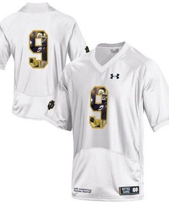 Notre Dame Fighting Irish #9 White Printing Player Portrait Football Jersey