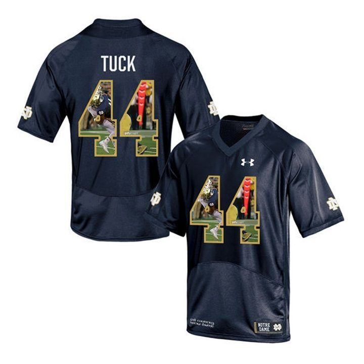Notre Dame Fighting Irish Justin Tuck Navy Printing Player Portrait Football Jersey