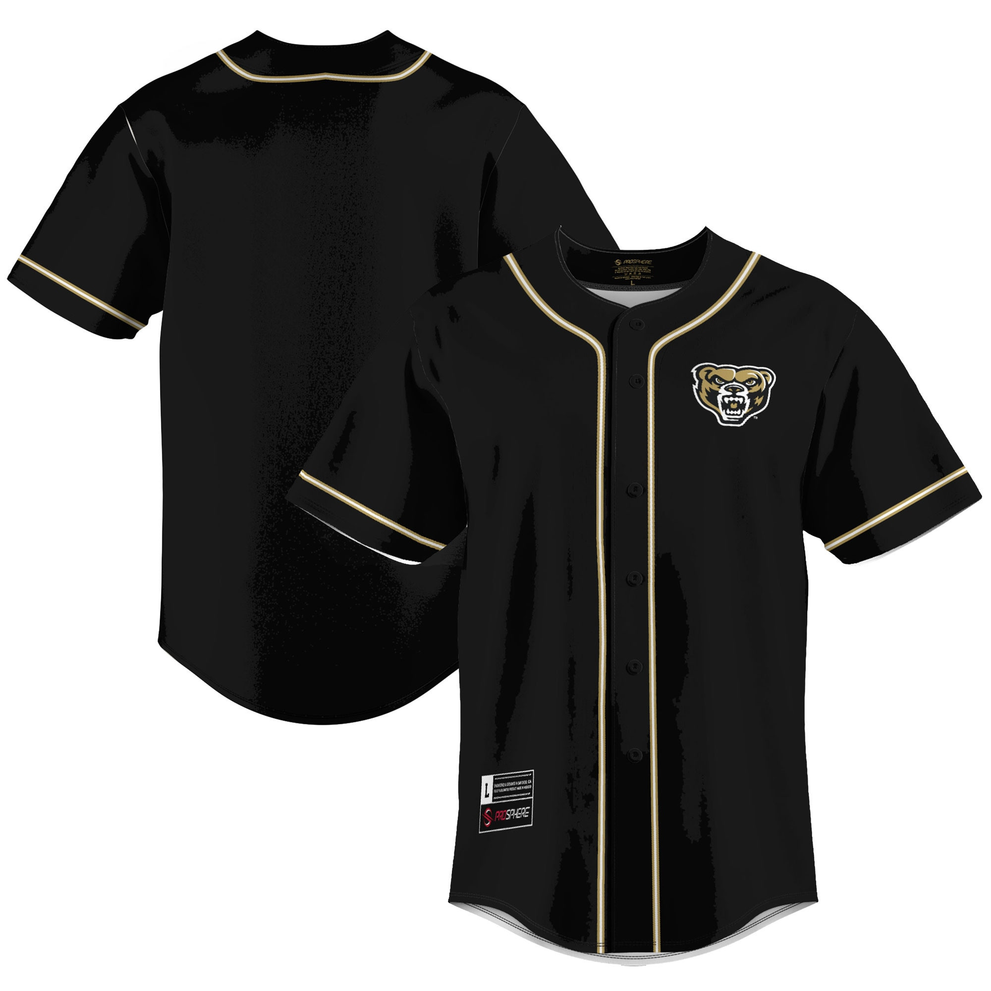 Oakland Golden Grizzlies Baseball Jersey - Black Ncaa