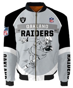 Oakland Raiders Bomber Jacket Graphic Player Running