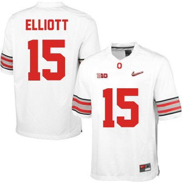Ohio State Buckeyes #15 Ezekiel Elliott White Football Jersey