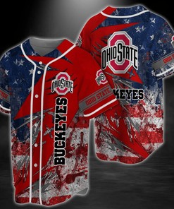 Ohio State Buckeyes NCAA Baseball Jersey Shirt US Flag