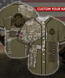 Ohio State Buckeyes NCAA Personalized Custom Name Baseball Jersey Shirt Camo
