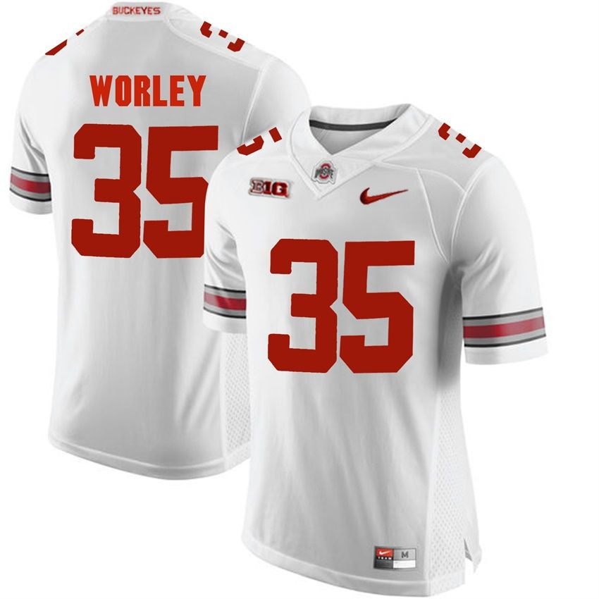 Ohio State Buckeyes White Chris Worley Player Football Jersey