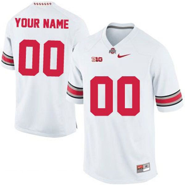 Ohio State Buckeyes White Customized Football Jersey