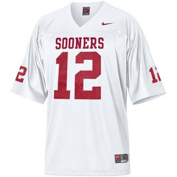 Oklahoma Sooners #12 Landry Jones White Football Jersey