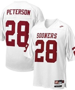 Oklahoma Sooners #28 Adrian Peterson White Football Jersey