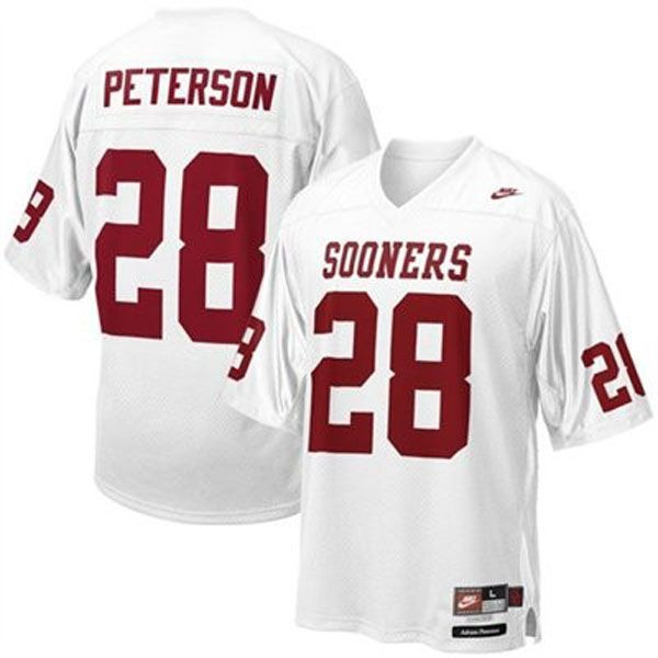 Oklahoma Sooners #28 Adrian Peterson White Football Jersey