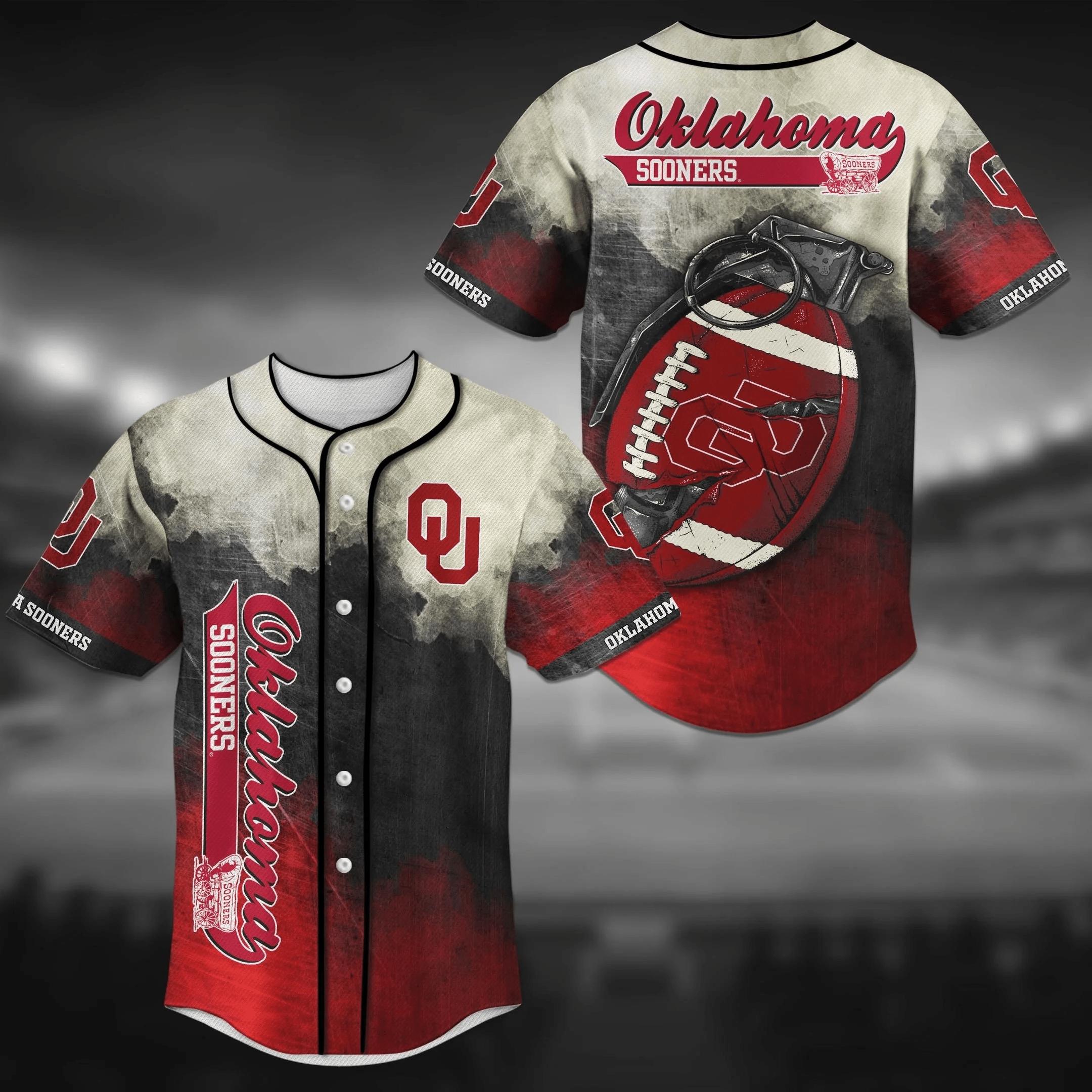 Oklahoma Sooners NCAA Baseball Jersey Shirt Grenade