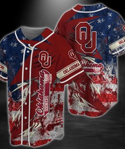 Oklahoma Sooners NCAA Baseball Jersey Shirt US Flag
