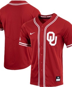 Oklahoma Sooners Replica Full-button Baseball Jersey - Crimson Ncaa