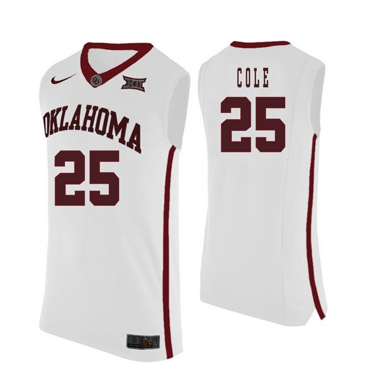 Oklahoma Sooners White C.J. Cole NCAA Basketball Jersey