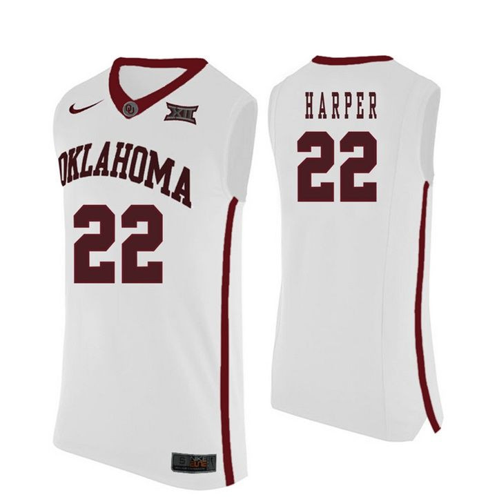 Oklahoma Sooners White Daniel Harper NCAA Basketball Jersey