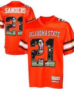 Oklahoma State Cowboys Barry Sanders Orange Printing Player Portrait Football Jersey