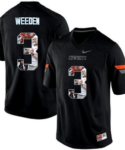 Oklahoma State Cowboys Brandon Weeden Black Printing Player Portrait Football Jersey