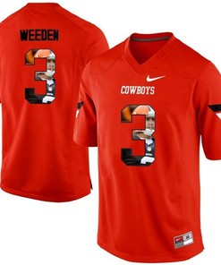 Oklahoma State Cowboys Brandon Weeden Orange Printing Player Portrait Football Jersey