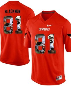 Oklahoma State Cowboys Justin Blackmon Orange Printing Player Portrait Football Jersey